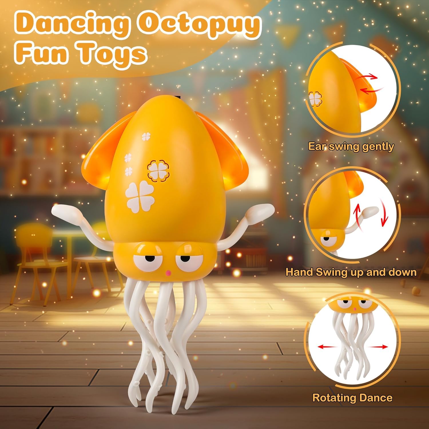 Dancing Octopus Electric Toy with Led Light and Music Playful Automatic Evasion Crawling Dancing Octopus with Fishing Rod Smart Tentacle Explorer Dancing Squid Toy Baby Toys