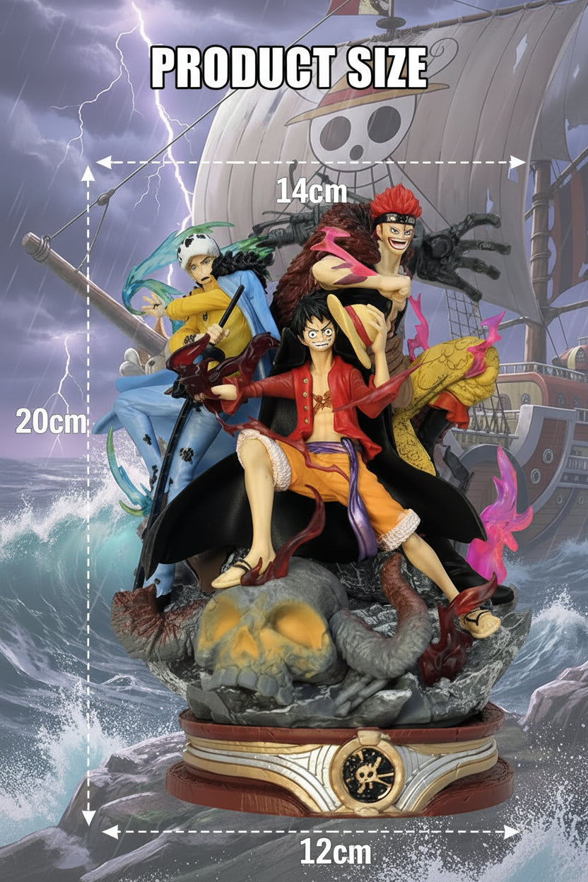 Three Captains” Collectible Statue — Luffy, Law & Kid Wano Country Arc Figure 20cm