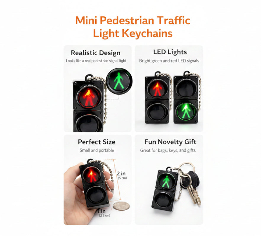 Cool Mini Traffic Light LED Keychain Lights Up And Glows!
