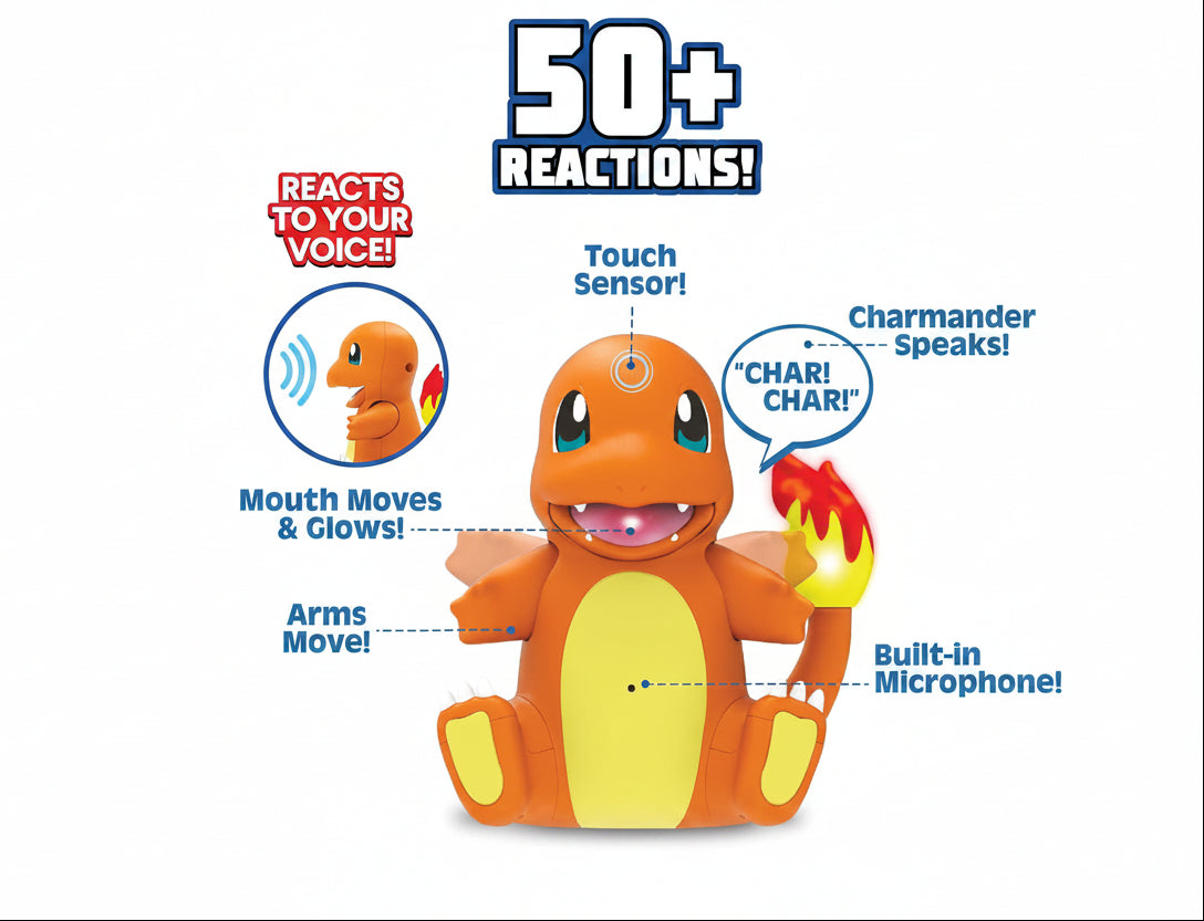 Pokemon Interactive My Partner Charmander- Reacts to Touch & Sound, Over 50 Different Interactions with Movement and Sound