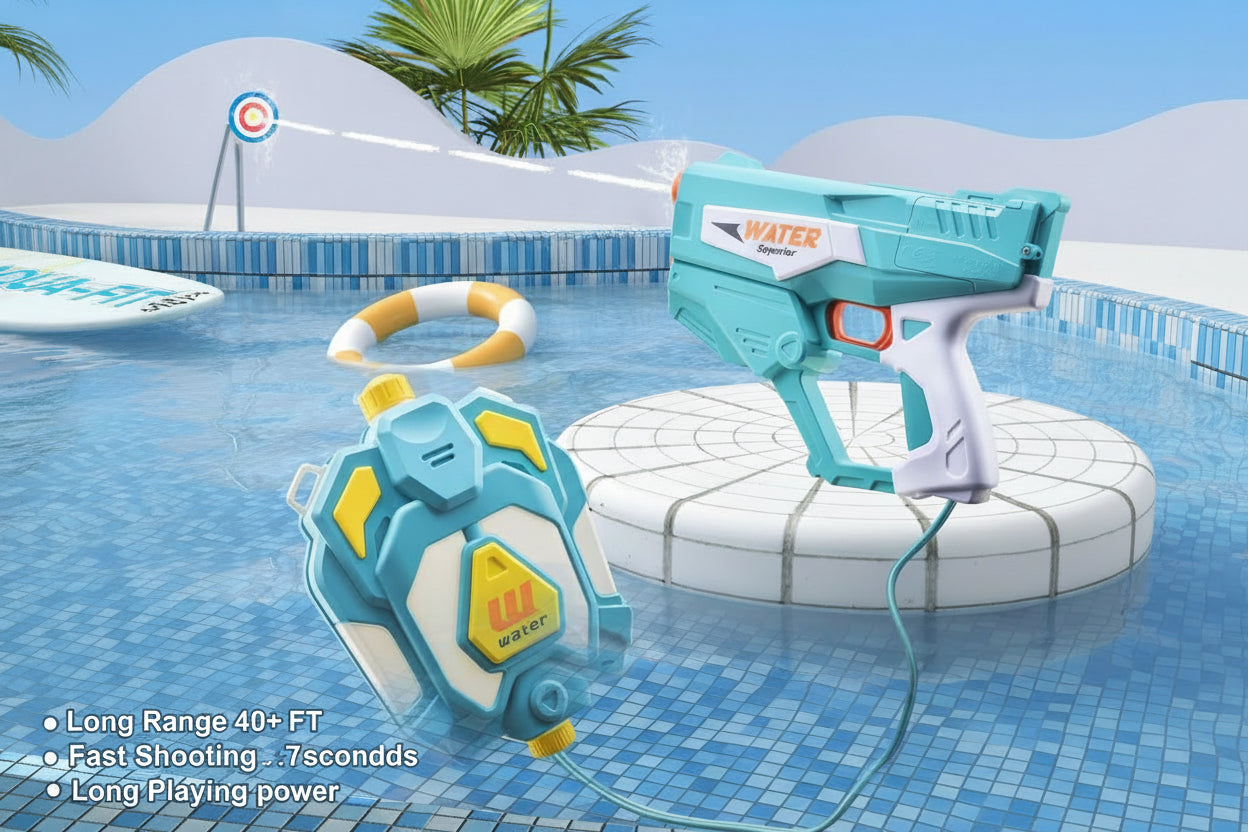 NX Automatic Bagpack Electric Water Gun with Dual Rechargeable Batteries, Powerful Water Guns Up to 40 FT Long Range, 1350CC Capacity Super Water Blaster Summer Toys for Pool (Random Colour)