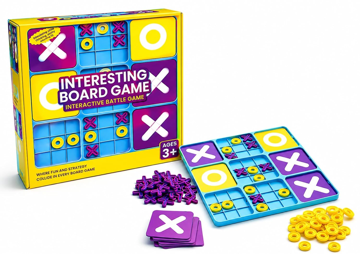 Classic Tic Tac Toe Board Game Mini and Large X's and O's Exciting Board Game for Kids and Family  LIMITED EDITION