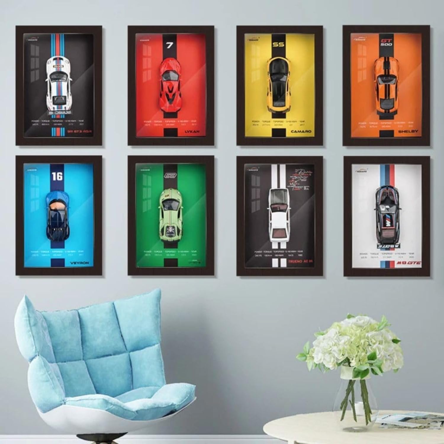 Premium 3D Car Frame Wall Art | Die Cast Cars Wooden Frame For for Auto Enthusiasts, Unique Models