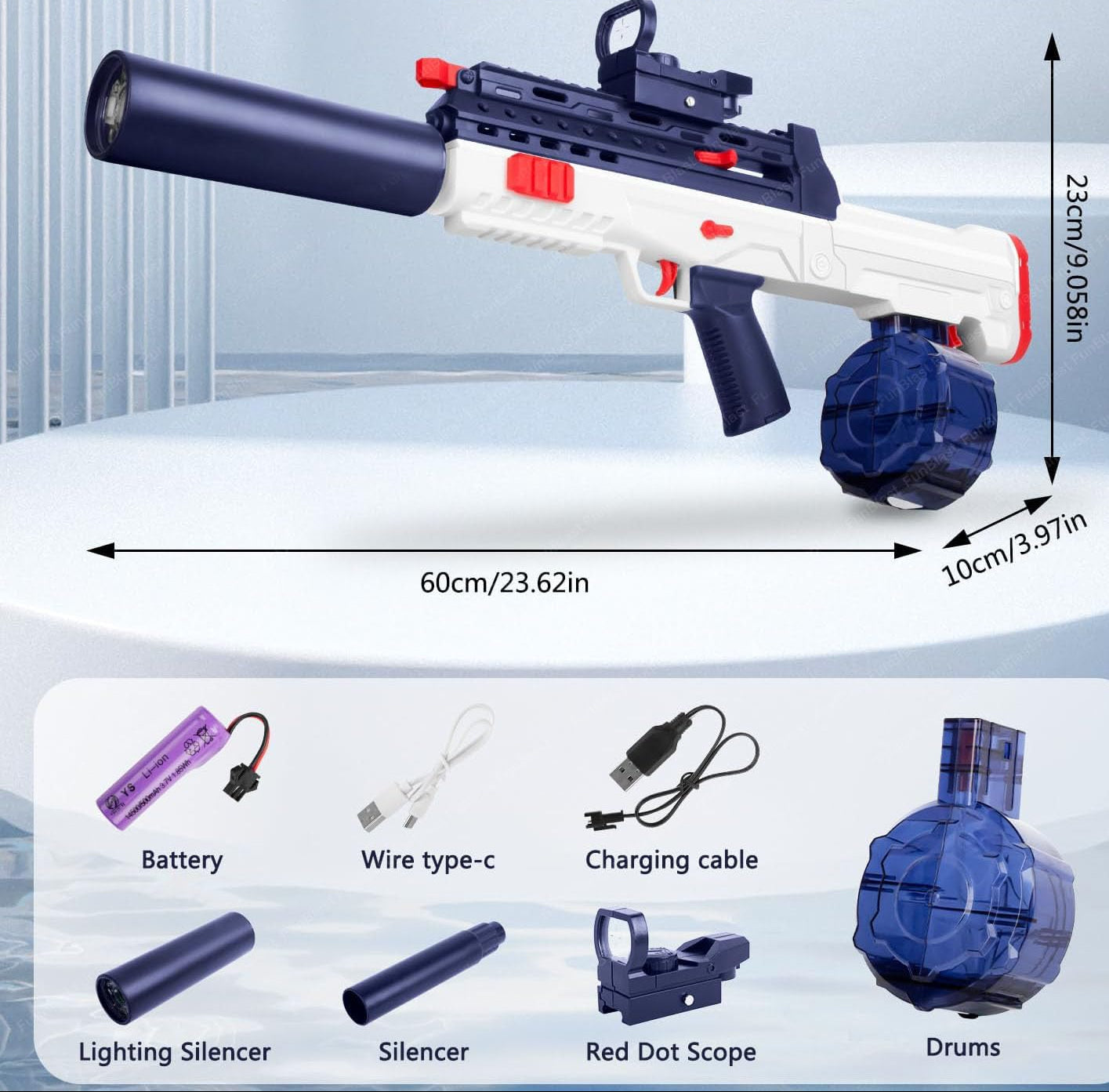95 Rifle Electric Water Gun with Automatic Water Spray 25-32 Ft Range, Rechargeable High-Pressure Mechanism for Kids, Outdoor Water Fun Toy for Kids & Adults (Random Colour)