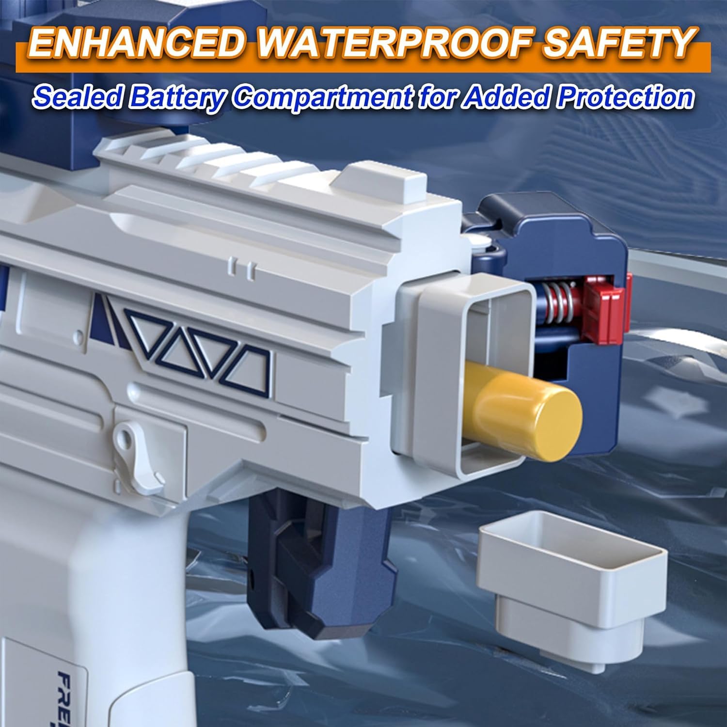 Uzi Electric Automatic Powerful Water Gun with 30-35Ft Range - 500CC+60CC Large Capacity Rechargeable | High Pressure Mechanism for Kids Holi Party and Outdoor Water Fun (Random Colour)