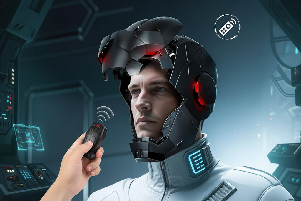 Iron Man Hero MK 5 Black Edition Helmet for Man – 1:1 Wearable Collectible with Voice, Touch & Remote Control, LED Eyes & Realistic Sound Effects