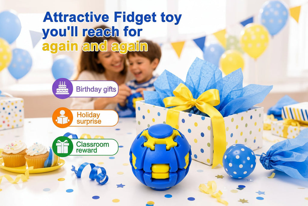 Press to Spin Fidget Ball, 360 Degree Rotating Spinner Portable Stress Relief Toy