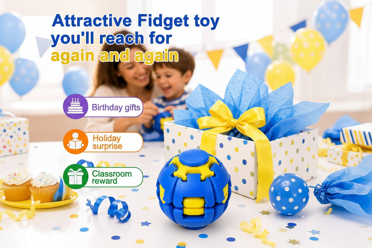 Press to Spin Fidget Ball, 360 Degree Rotating Spinner Portable Stress Relief Toy