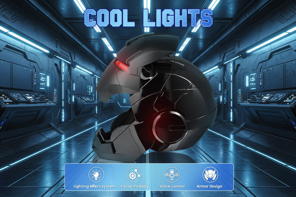 Iron Man Hero MK 5 Black Edition Helmet for Man – 1:1 Wearable Collectible with Voice, Touch & Remote Control, LED Eyes & Realistic Sound Effects