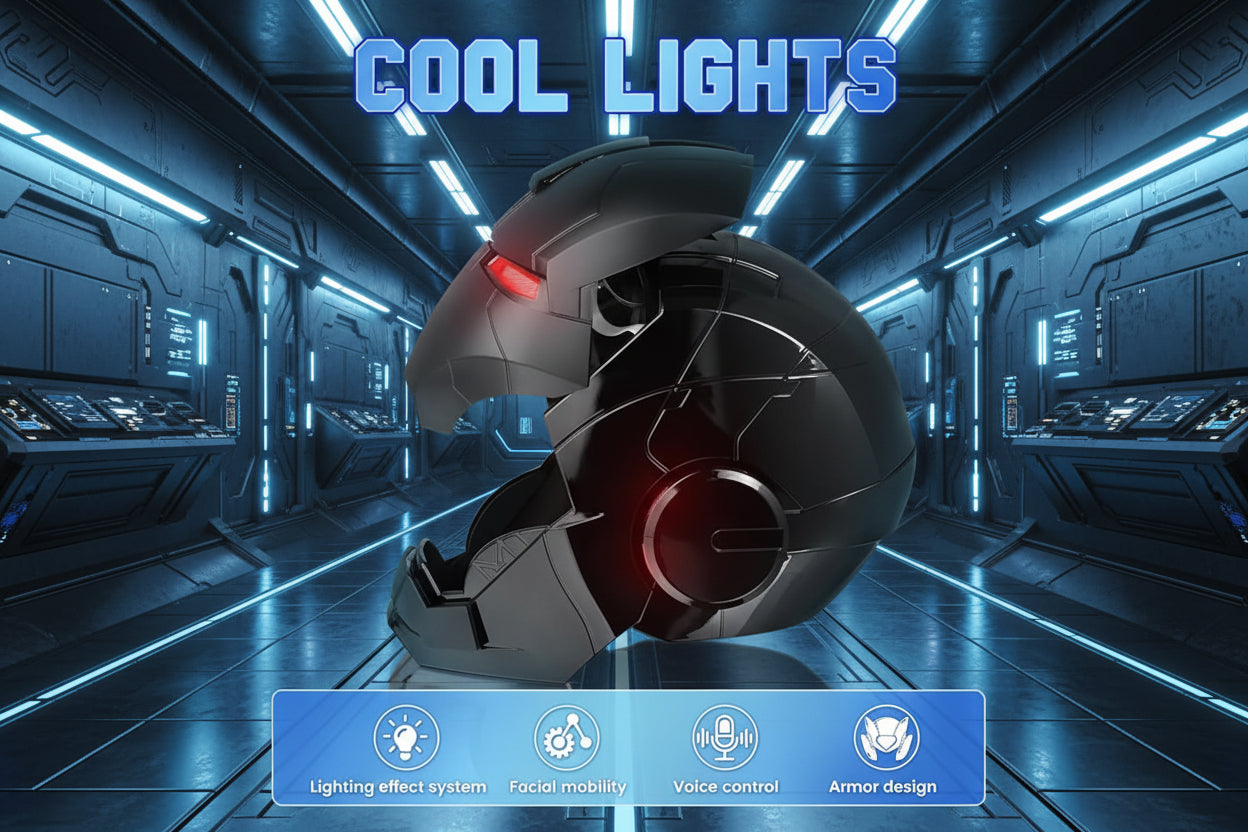 Iron Man Hero MK 5 Black Edition Helmet for Man – 1:1 Wearable Collectible with Voice, Touch & Remote Control, LED Eyes & Realistic Sound Effects