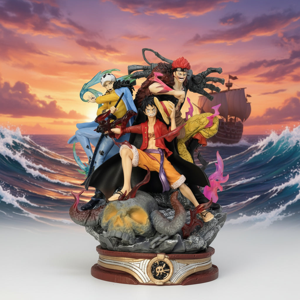 Three Captains” Collectible Statue — Luffy, Law & Kid Wano Country Arc Figure 20cm