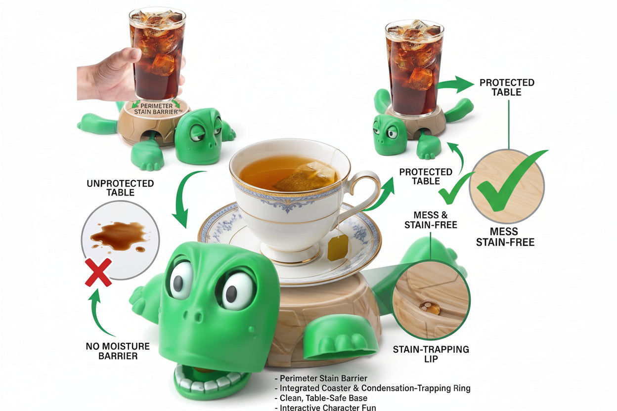 3D Funny Turtle Coaster with Anti Slip Turtle Shell Design Heat Resistant ABS Holder For Desk and Home Decor