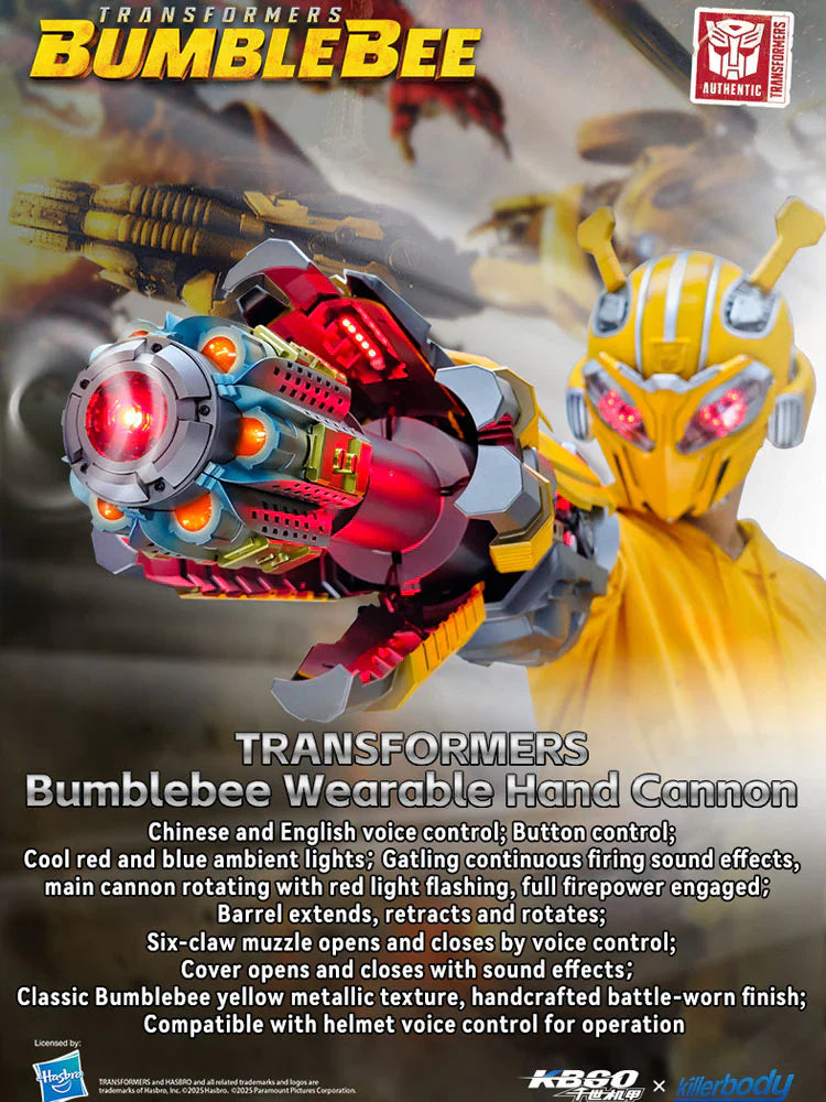 Killerbody Bumblebee Blaster Wearable Hand Cannon toy English voice control transformable wearable by real people Limited Edition