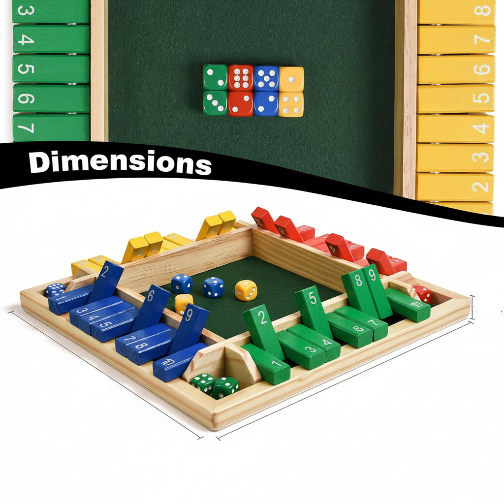 Wooden 8 Dice Shut The Box Color full Board Game for Kids & Family, 4 Player Color Edition Dice Game, Educational Math Learning Toy, Strategy Indoor Game & Birthday Gift for Boys & Girls [Color Edition]