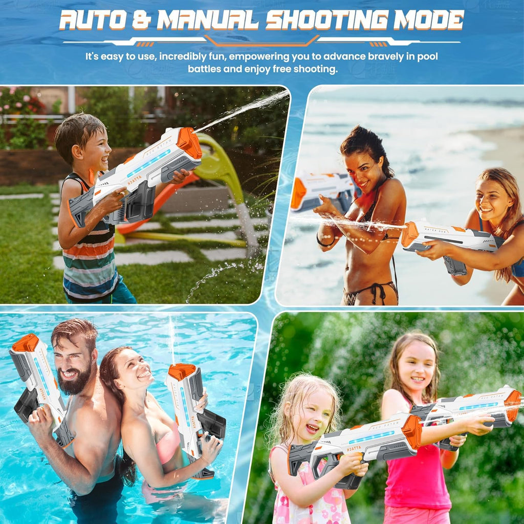 447 Attack Electric Water Gun with LED Lights, Automatic Continuous Spray Water Blaster Toy for Kids & Teens, High-Pressure Battery Operated Water Shooting Gun (Random Colour) Holi Fun / Holi Festival / Holi Special / Children / Toys