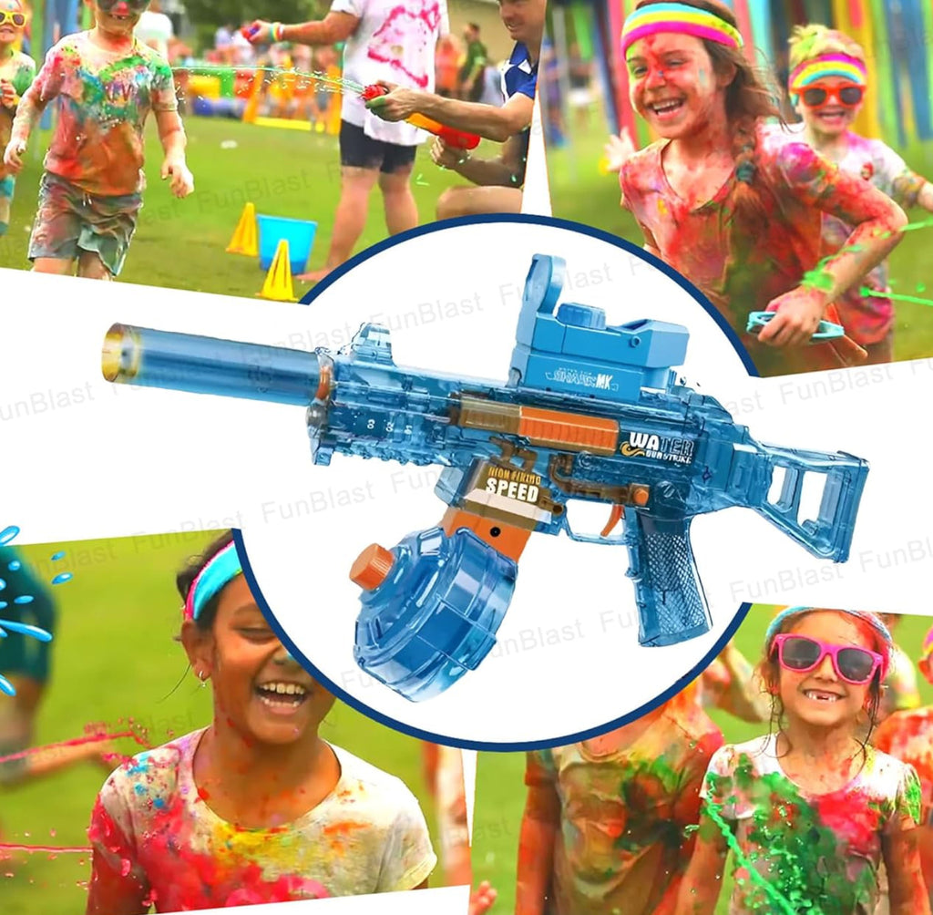MP5 Electric Water Gun – Breathe Fire Lighting Effect Water Gun with Automatic Water Spray 25-32 Ft Range, Rechargeable High-Pressure Mechanism (Random Colour) Holi Fun / Holi Special / festival / Kids / Toys
