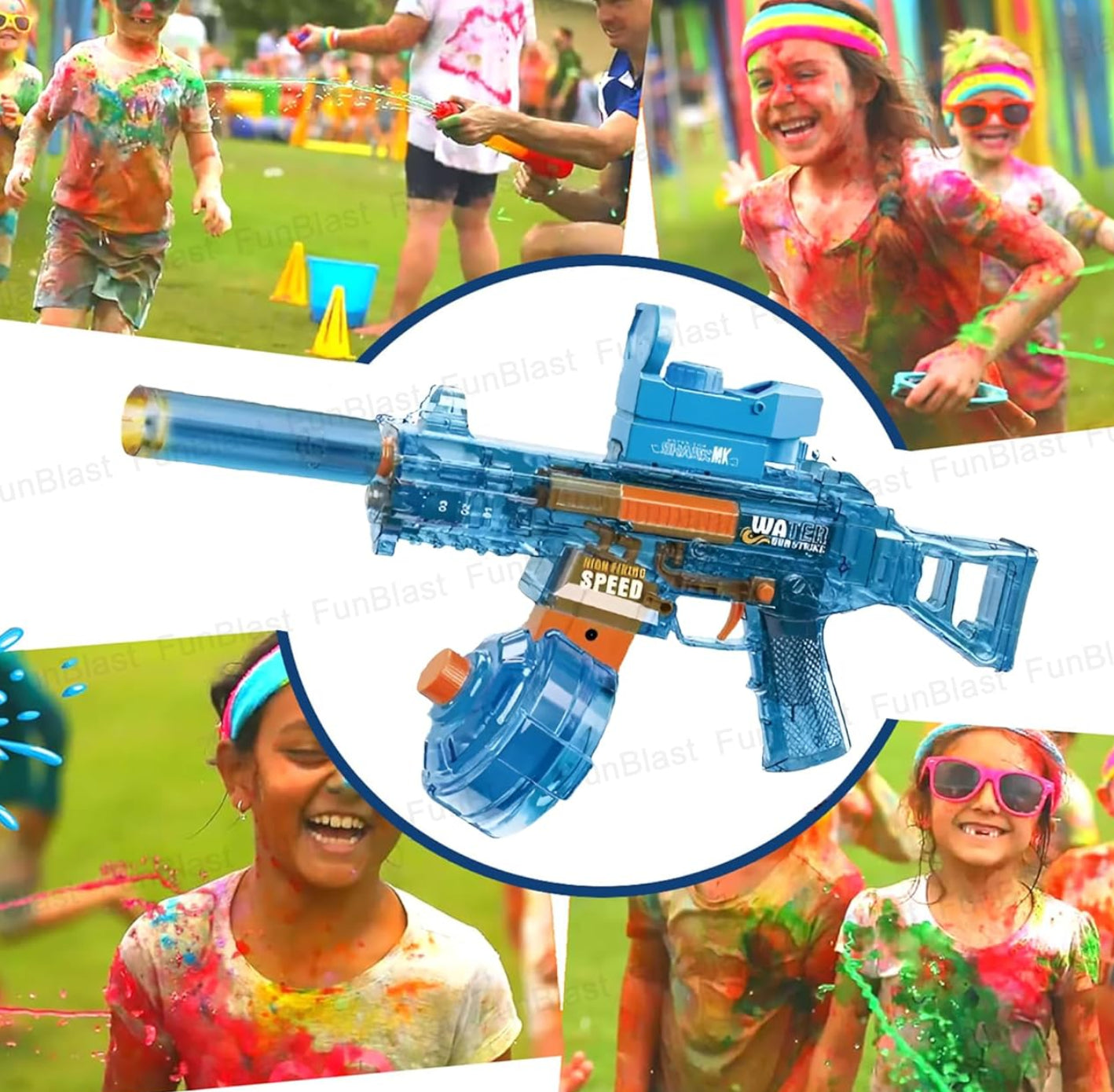 MP5 Electric Water Gun – Breathe Fire Lighting Effect Water Gun with Automatic Water Spray 25-32 Ft Range, Rechargeable High-Pressure Mechanism (Random Colour) Holi Fun / Holi Special / festival / Kids / Toys
