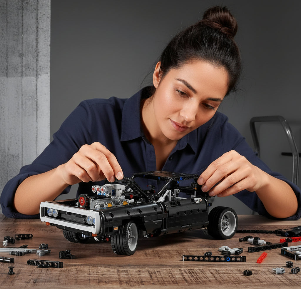 Technic Fast and Furious Dom's Dodge Charger Racing Car Model Iconic Collector's Building Set for Kids