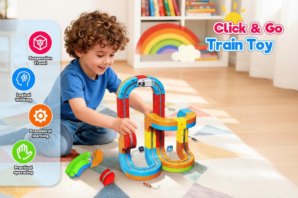 Magical Anti Gravity Racing Train Track Set 51 Pcs with Motorized Train & Flexible 3D Tracks | STEM Learning Toy for Kids 3+