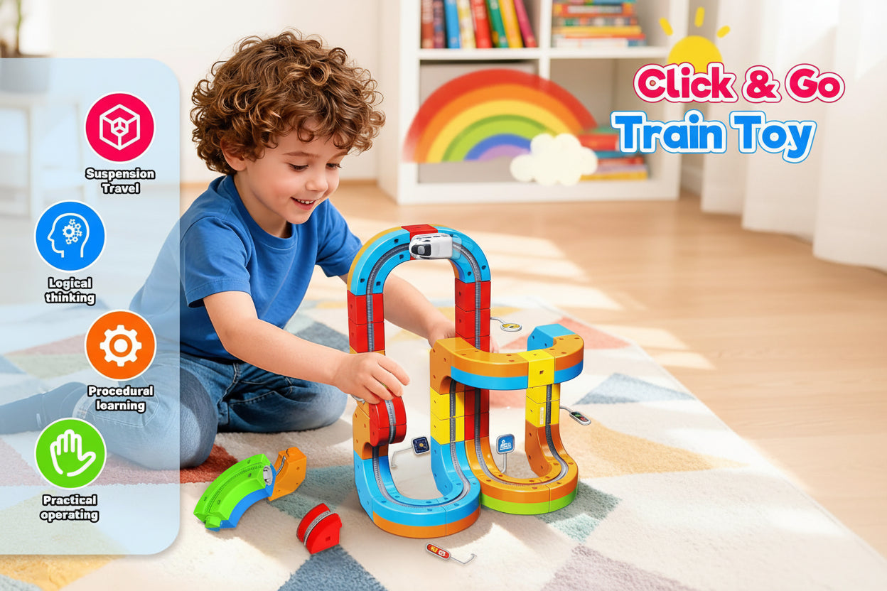 Magical Anti Gravity Racing Train Track Set 51 Pcs with Motorized Train & Flexible 3D Tracks | STEM Learning Toy for Kids 3+