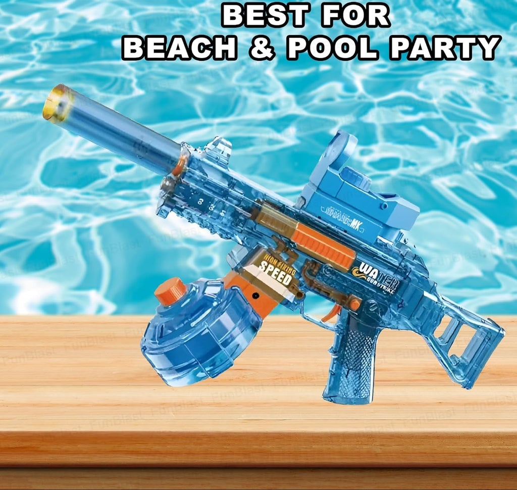 MP5 Electric Water Gun – Breathe Fire Lighting Effect Water Gun with Automatic Water Spray 25-32 Ft Range, Rechargeable High-Pressure Mechanism (Random Colour) Holi Fun / Holi Special / festival / Kids / Toys
