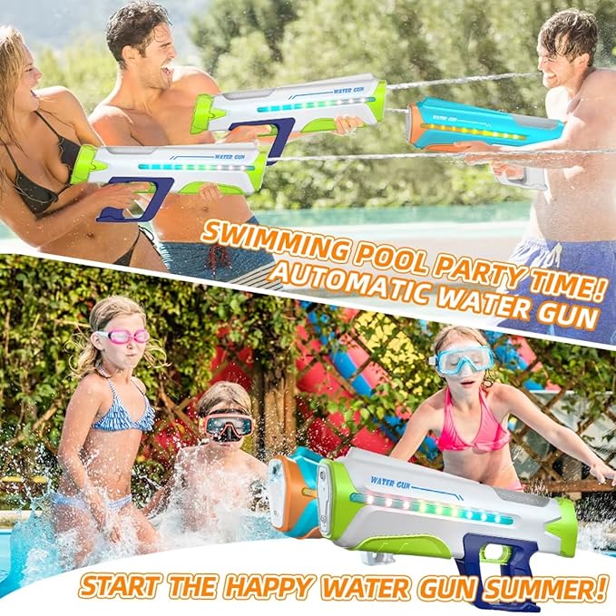 Super Soaker Electric Automatic Water Gun, Continuous Shooting High Pressure High Power Holi Pichkari Water Gun Toy for Kids - Auto Suction, 25-32Ft Range, Self-Filling (Random Colour)
