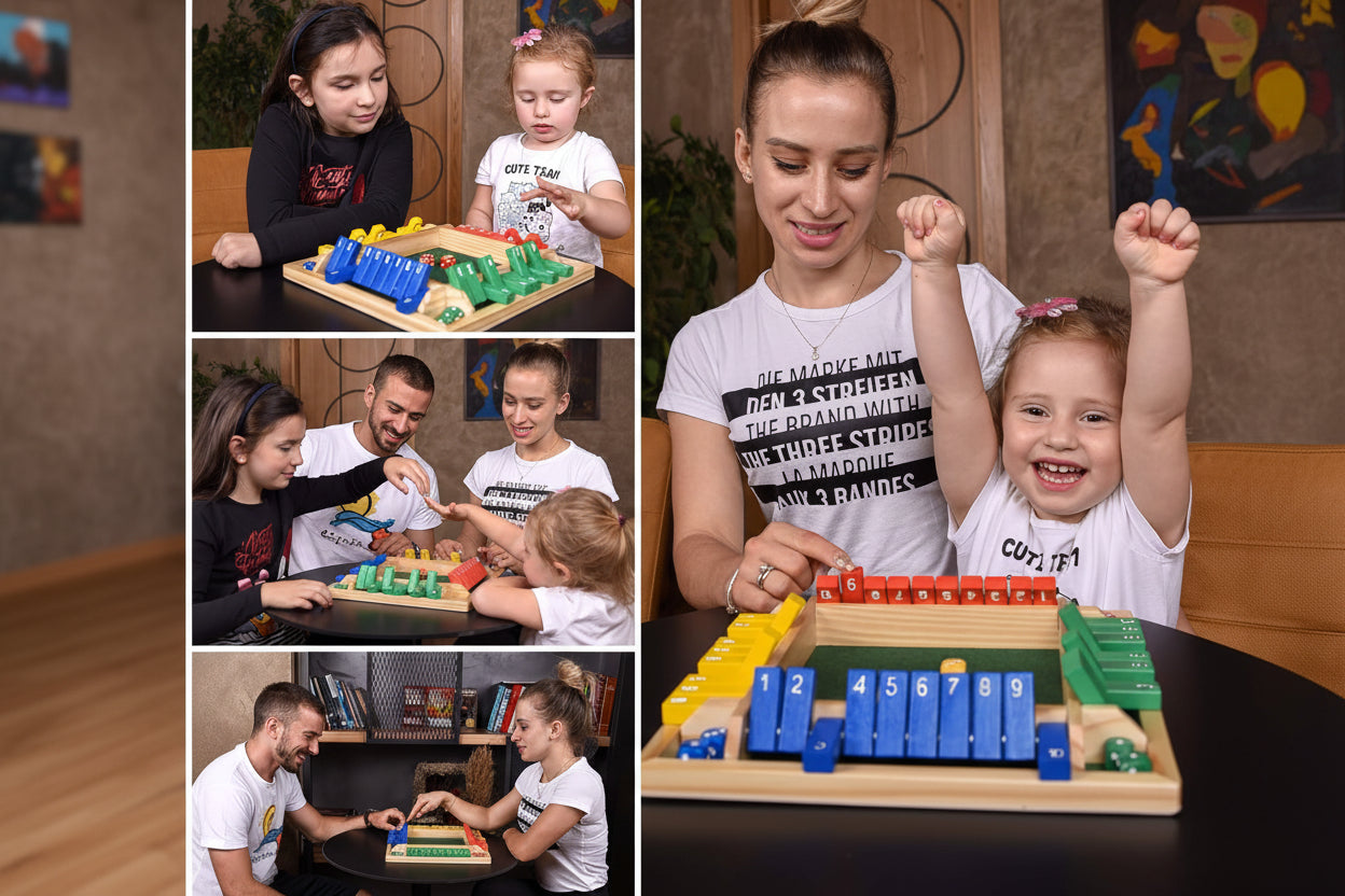 Wooden 8 Dice Shut The Box Color full Board Game for Kids & Family, 4 Player Color Edition Dice Game, Educational Math Learning Toy, Strategy Indoor Game & Birthday Gift for Boys & Girls [Color Edition]