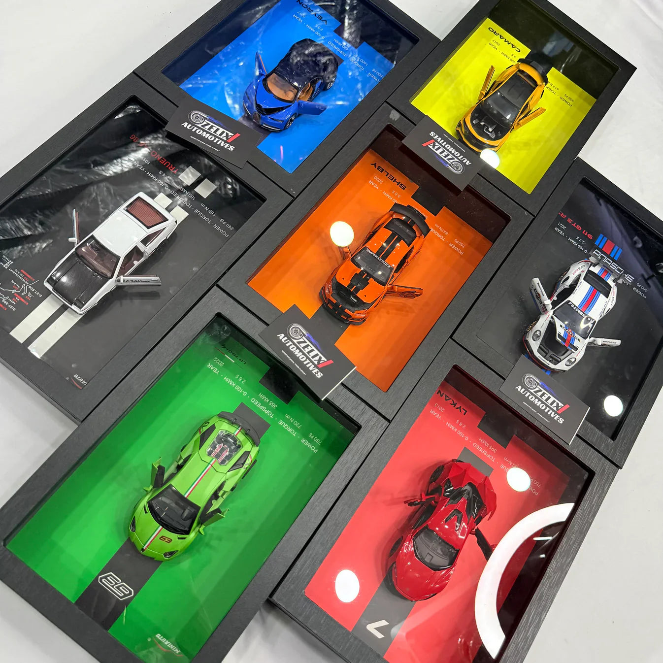 3D Car Frame Wall Art | Wooden Frame with Removable Die-Cast Cars