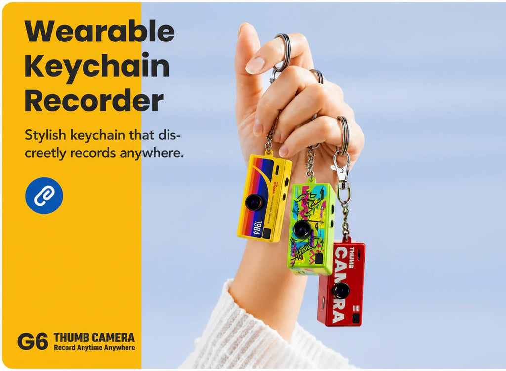 Mini Thumb Digital Camera Keychain, 1080P HD Video Recording,Bag Charm for Vlog