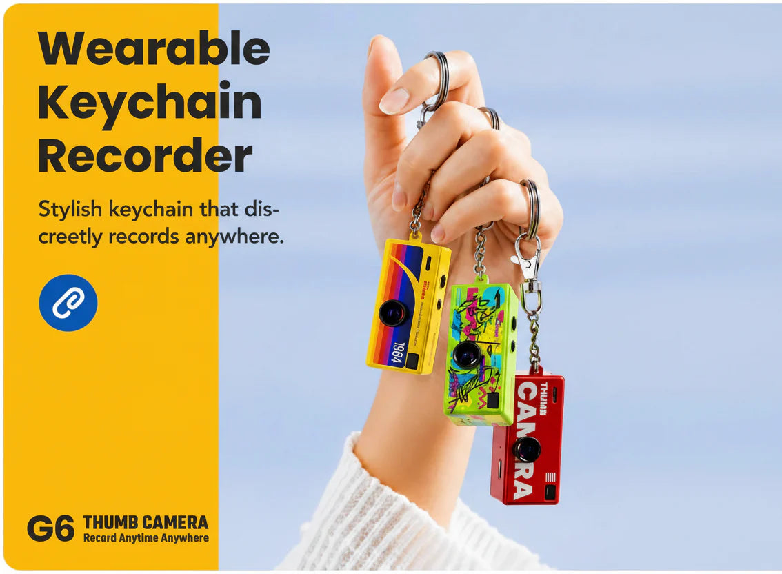 Mini Thumb Digital Camera Keychain, 1080P HD Video Recording,Bag Charm for Vlog