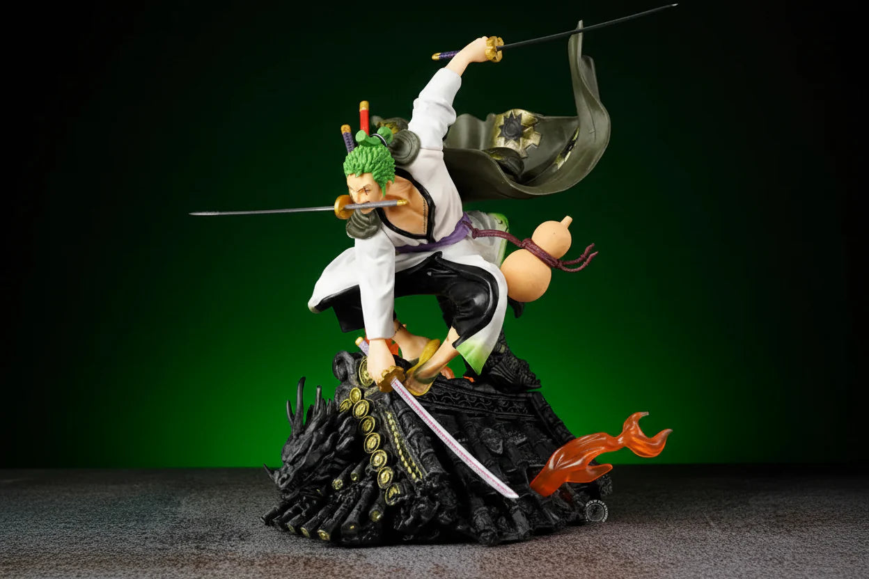 One Piece Roronoa Zoro On Roof Combat Mode Anime Action Figure 34 cm