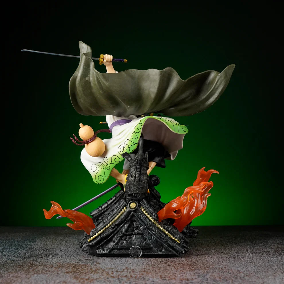 One Piece Roronoa Zoro On Roof Combat Mode Anime Action Figure 34 cm