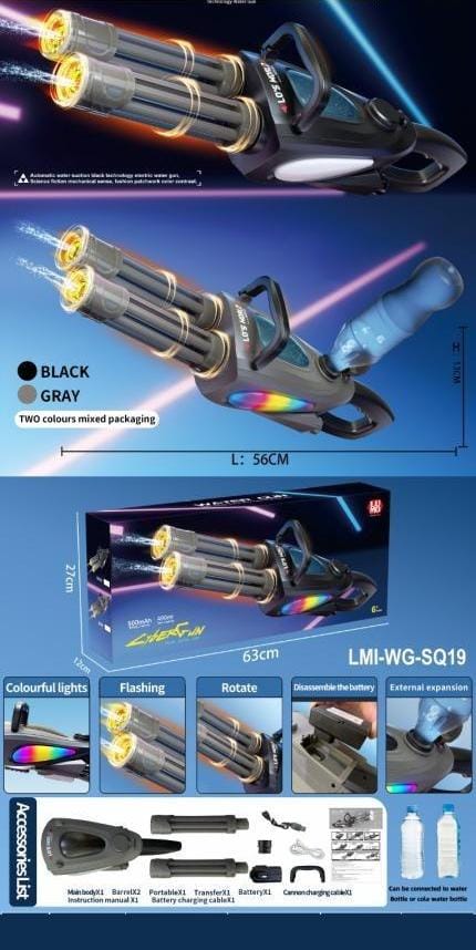 Gatling Electric Water Gun High-Pressure Automatic Rechargeable Long Range Outdoor Water Blaster Toy
