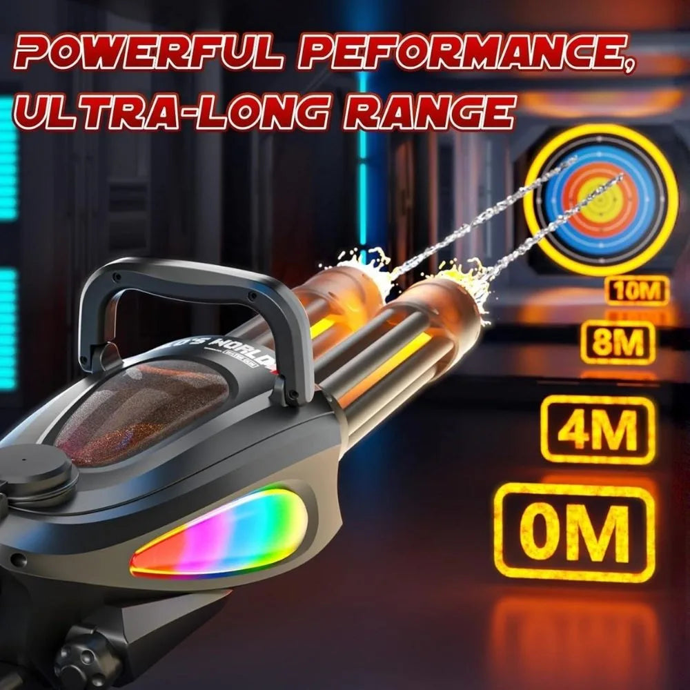 Gatling Electric Water Gun High-Pressure Automatic Rechargeable Long Range Outdoor Water Blaster Toy