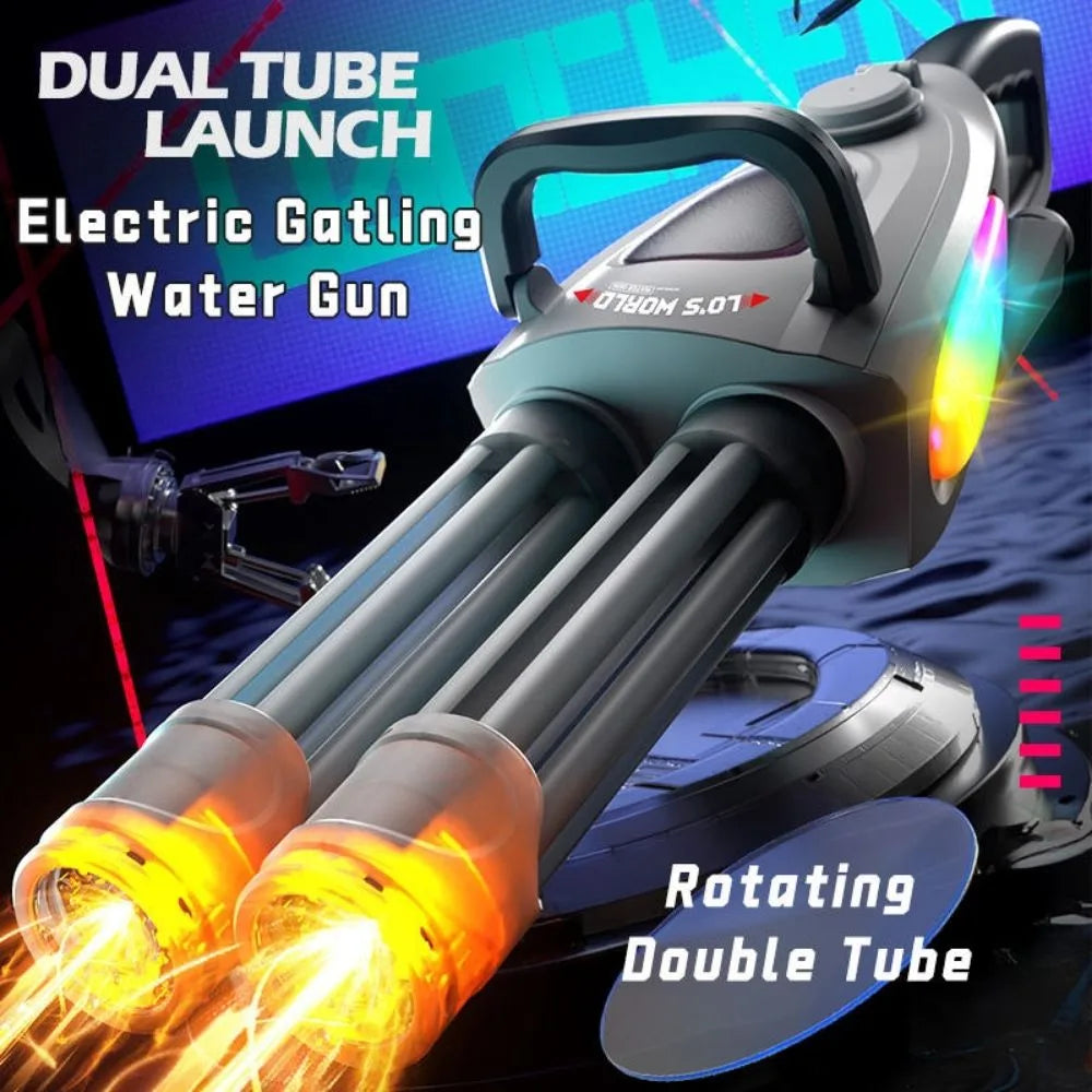 Gatling Electric Water Gun High-Pressure Automatic Rechargeable Long Range Outdoor Water Blaster Toy