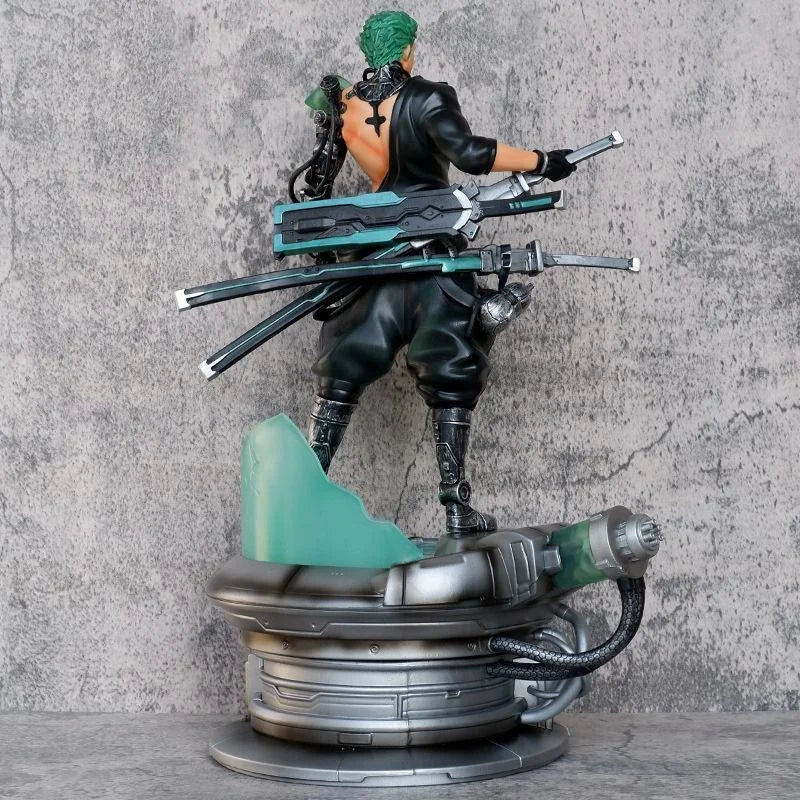 Zoro Cyberpunk Futuristic Samurai with Dual Head & Mechanical Base Premium Figure 42cm