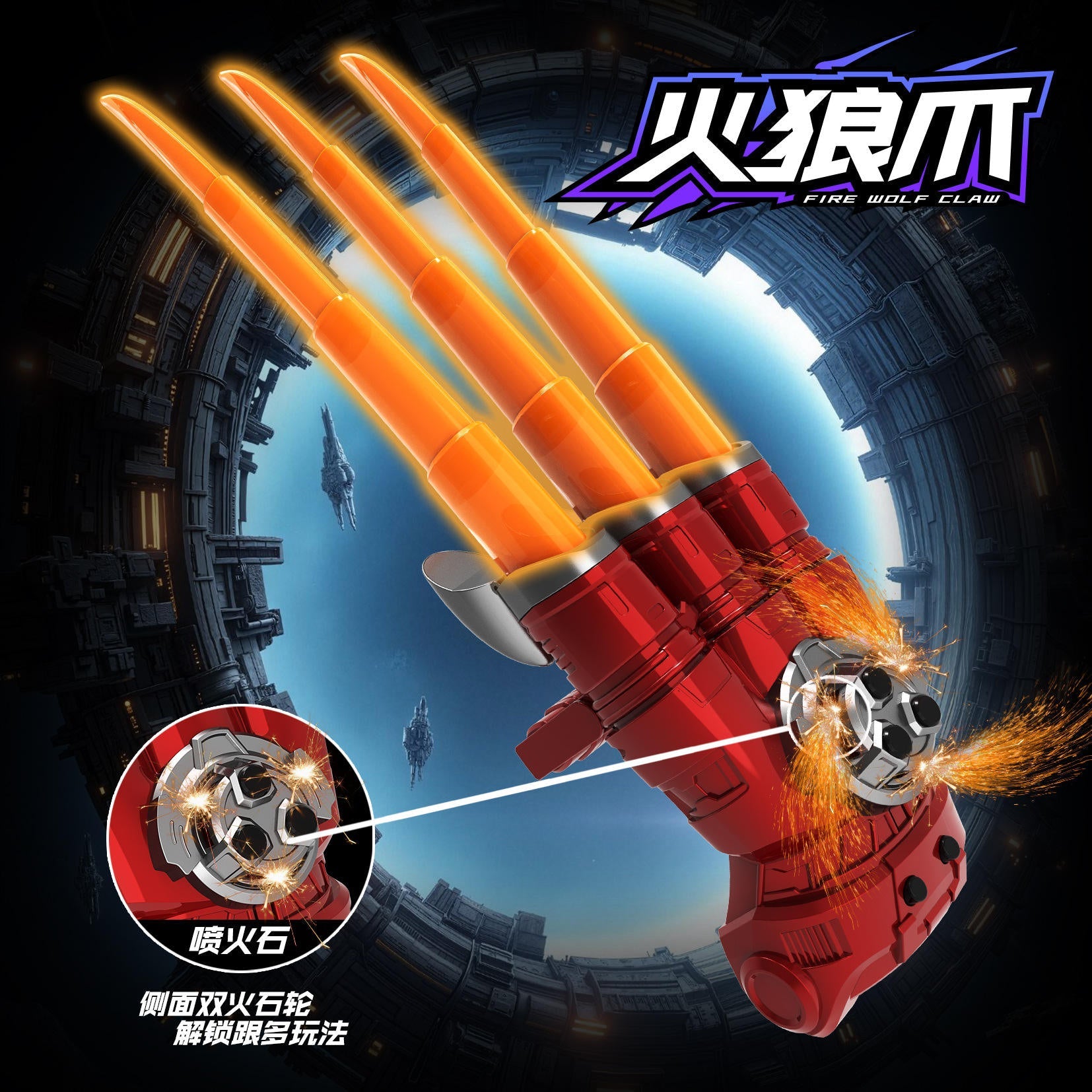 Wolverine Fire Wolf Claw LED Retractable Gloves with Spinning Spark Colourful Light Battle (Limited edition )