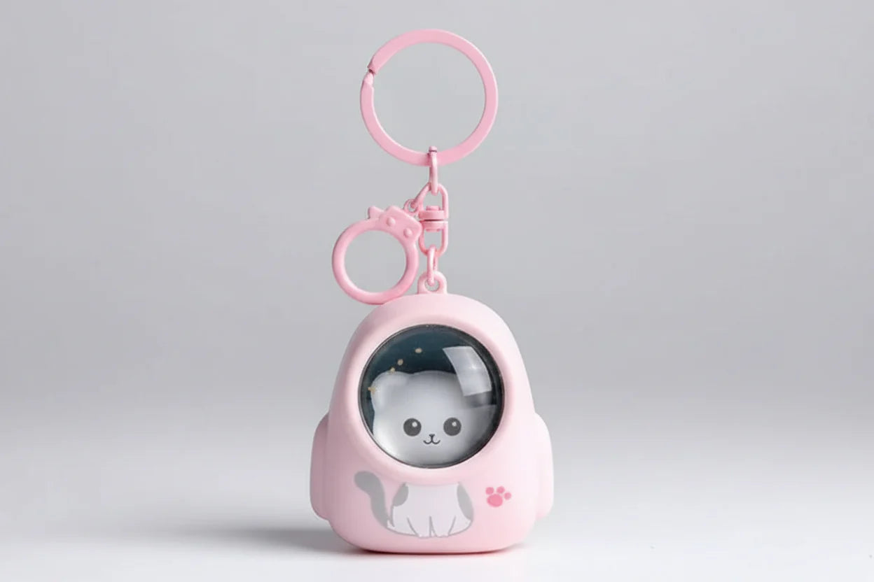 Cute Astro Cat Light-Up Backpack Keychain limited edition