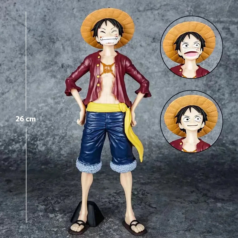 One Piece Luffy Standing Action Figure With Three Face size 26.5cm