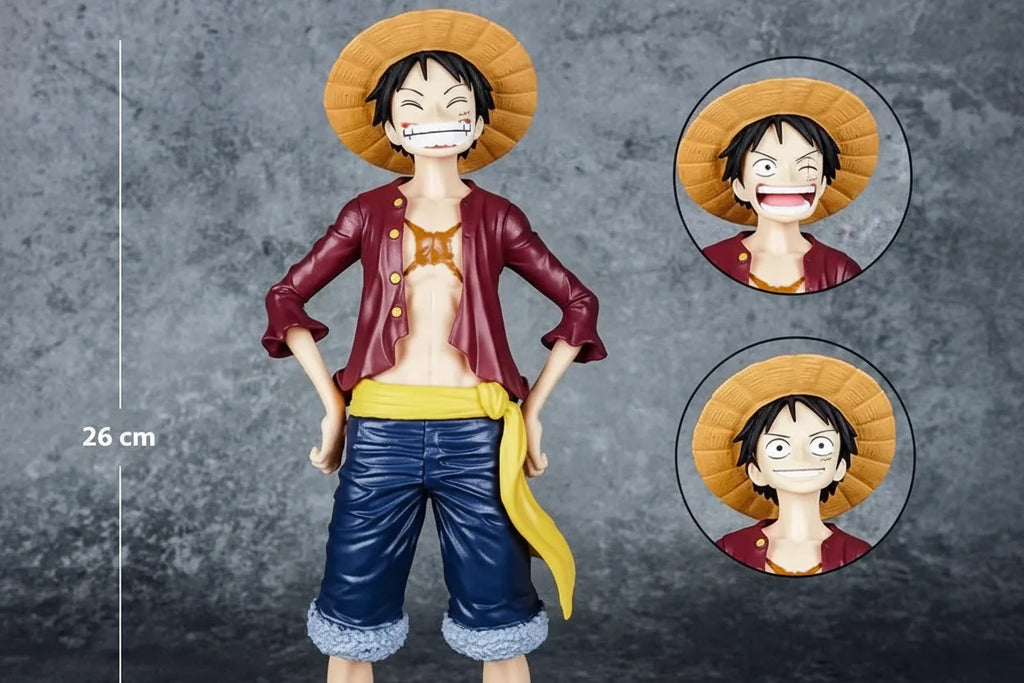 One Piece Luffy Standing Action Figure With Three Face size 26.5cm