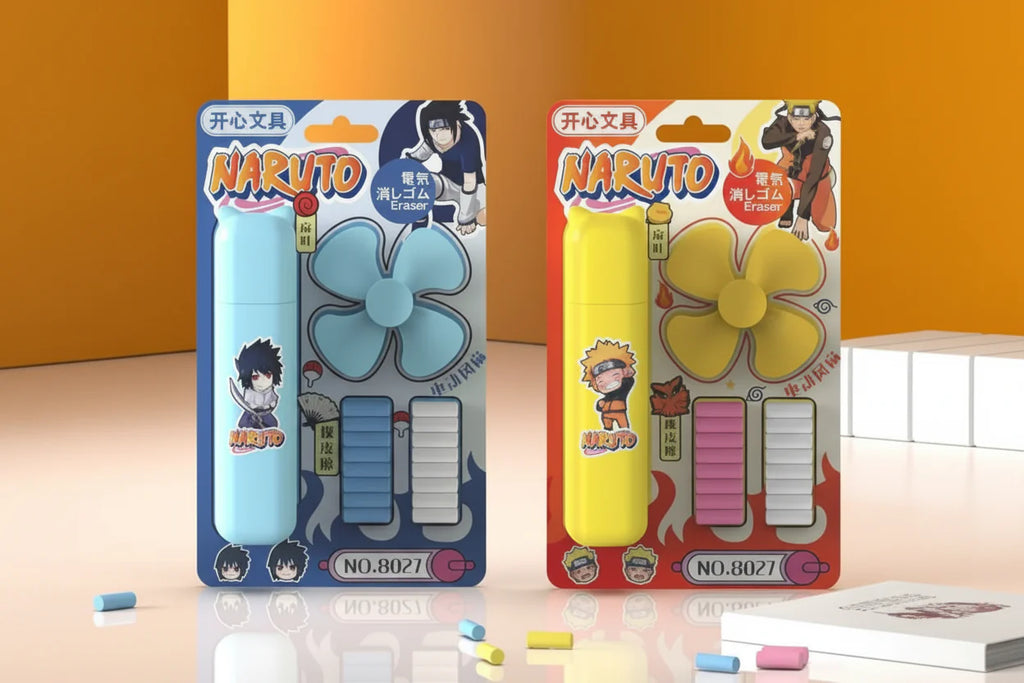 Naruto Electric Fan Eraser Battery-Operated Erasers for Kids, Drawing, Sketching, School and Office Use