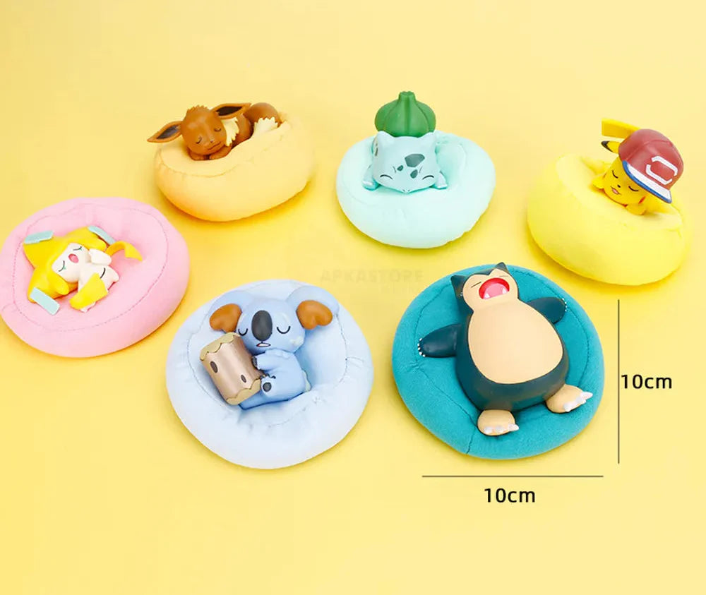 Pokemon Sleeping Figure Set - Set of 6 Collectible Miniatures