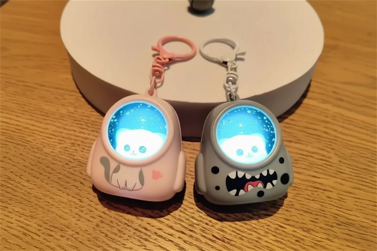 Cute Astro Cat Light-Up Backpack Keychain limited edition