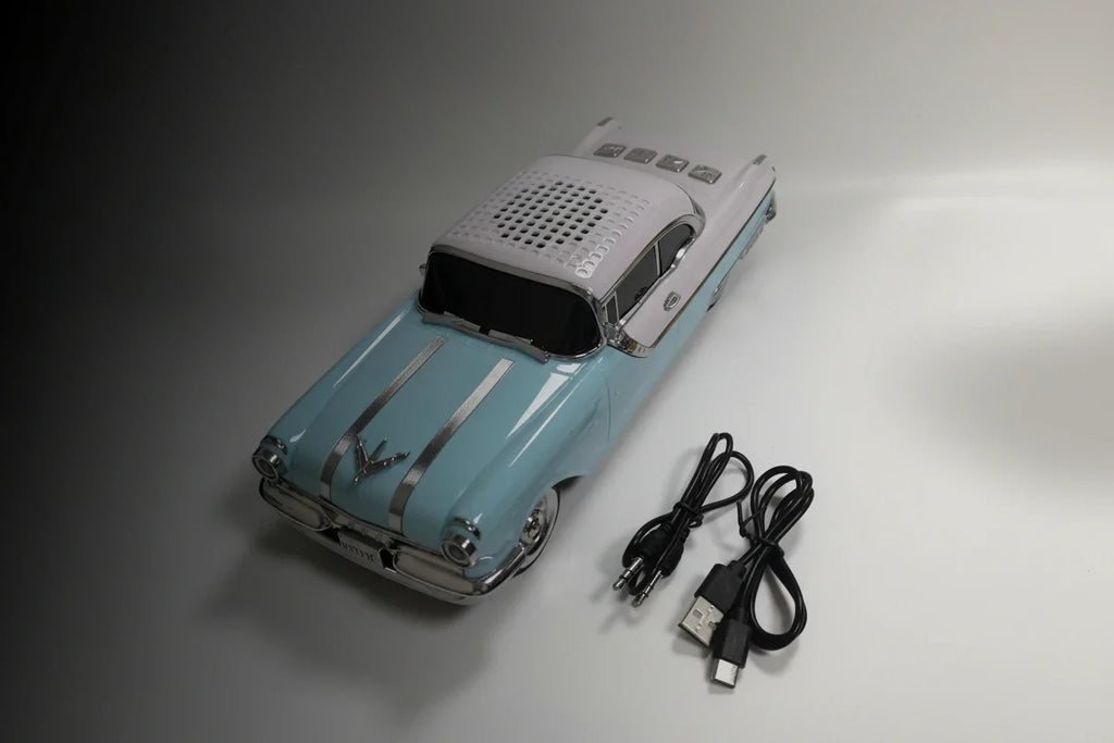Classic Vintage Wster WS-598 1958 Chevy-Inspired Car Shaped Wireless Bluetooth Speaker 10 Watts| with LED Lights, Retro Design FM Radio, USB, TF Card ()