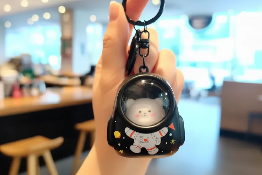 Cute Astro Cat Light-Up Backpack Keychain limited edition