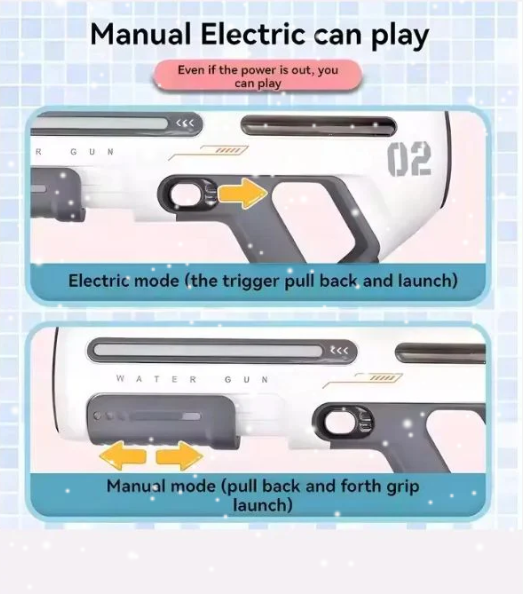 White HydroBlaze X1000 - High-Pressure Electric Water Gun – 42cm Powerful Automatic Water Blaster with LED Lights for Adults, Perfect for Outdoor and Pool (Random Colour) Holi Festival / Holi Fun / Kids/ Toys / Holi Toys