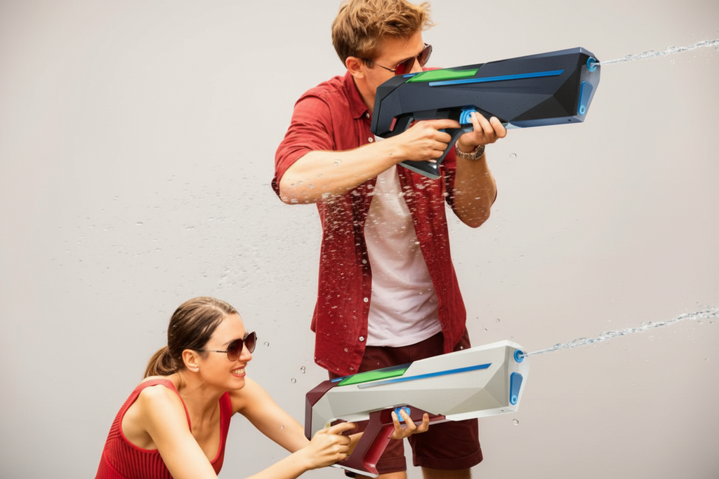 Q081 Cyber Electric Water Gun – High-Power LED Glow Spray, Waterproof, Large Tank, 500mAh Battery – Best Holi Blaster for Kids & Adults (Random Colour)