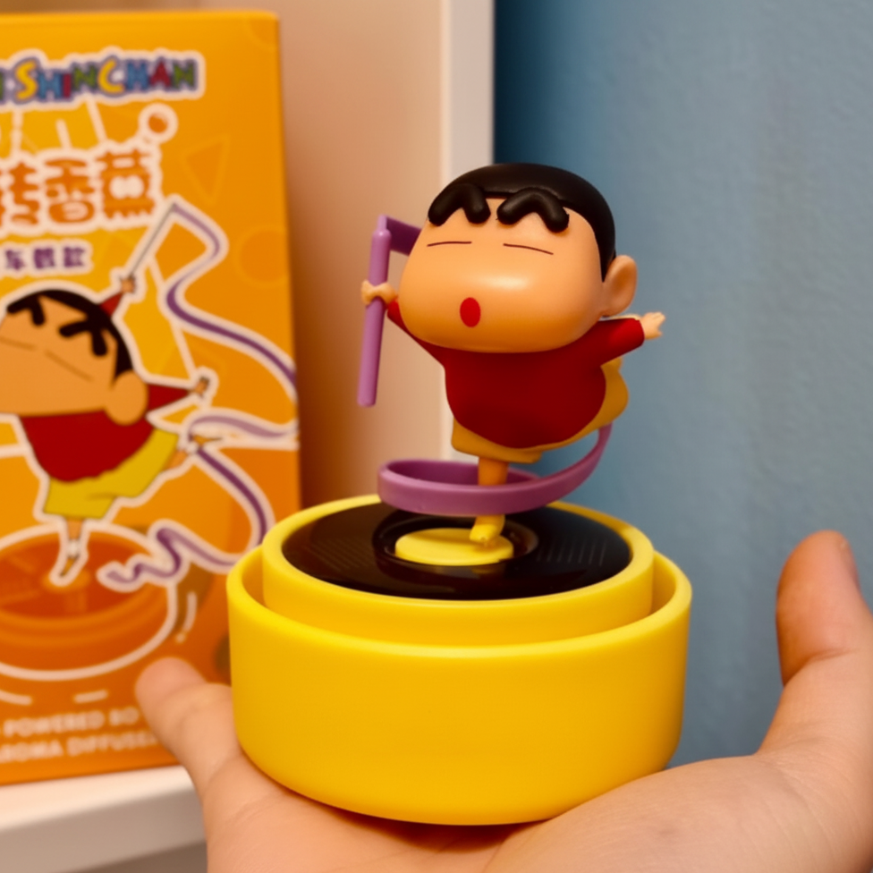 Shinchan Powered Rotating Car Aroma Diffuser With Aromas Solar Energy Ornament Toy