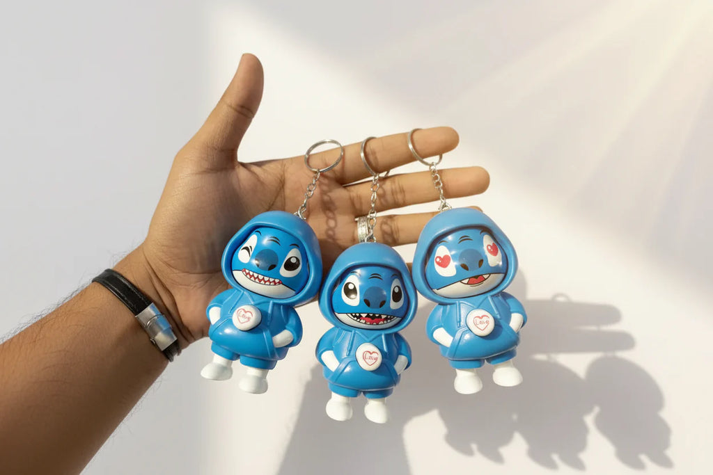 Stitch Face Changing Keychain Rotating Mood Ring, Funny Gift for Friends & Kid Key Chain Pack of 3