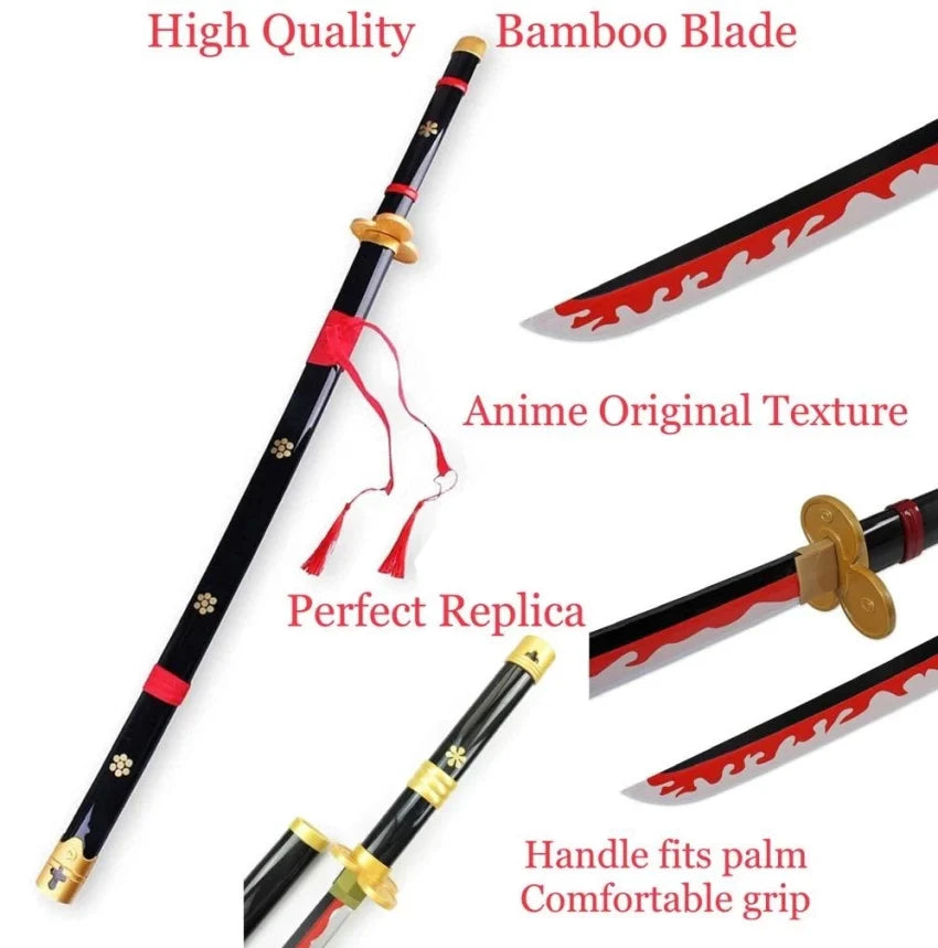 One Piece: Roronoa Zoro Yama Enma Cosplay Replica Wooden Katana - 40 inches